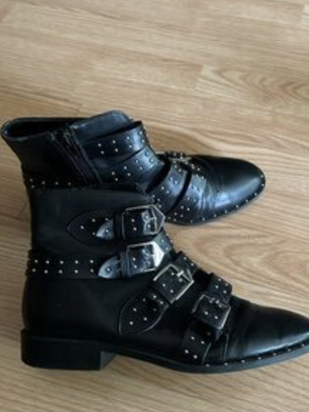 Forever 21 Black Studded Buckle Ankle Boots
